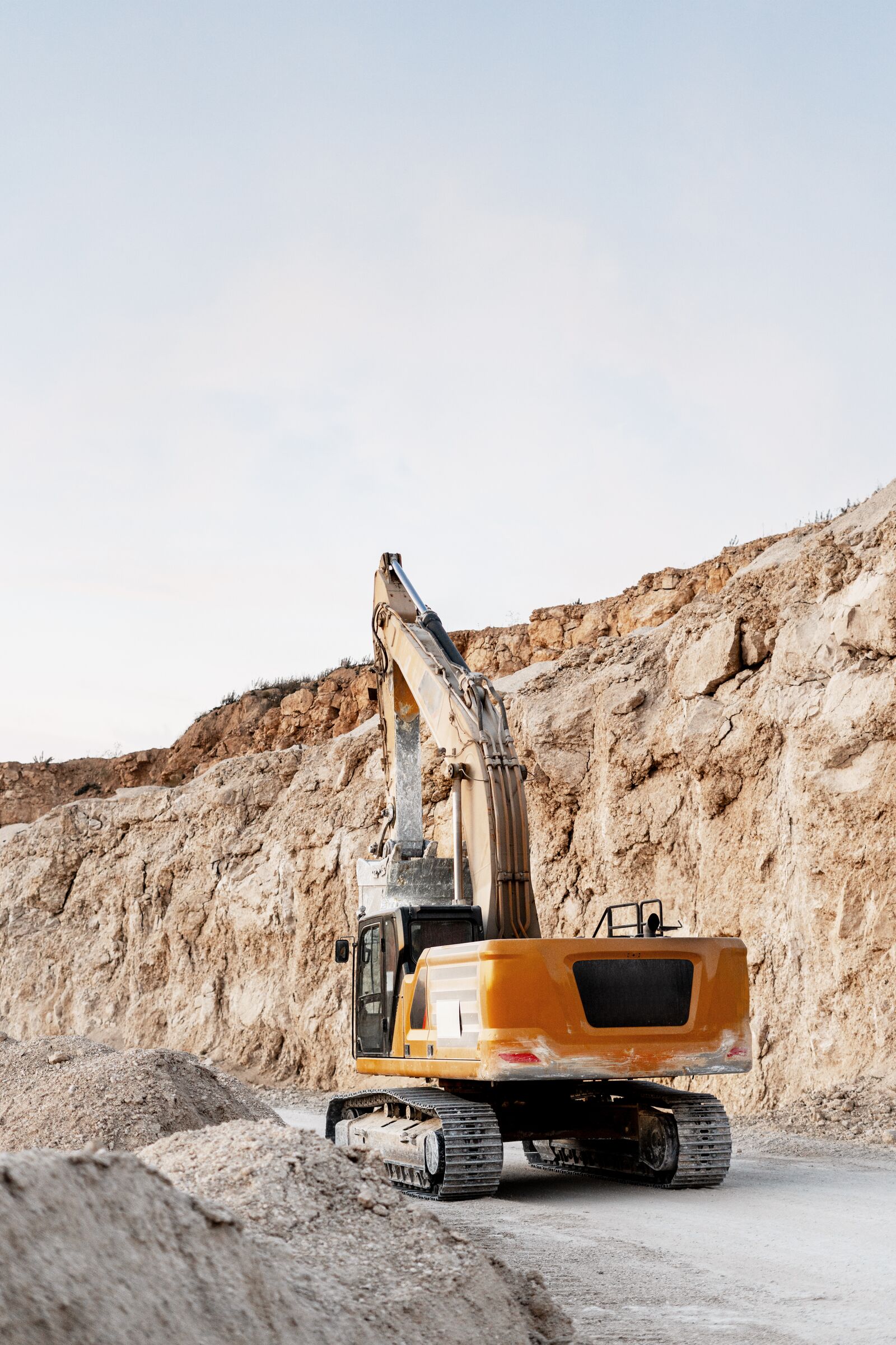Excavator working in a quarry